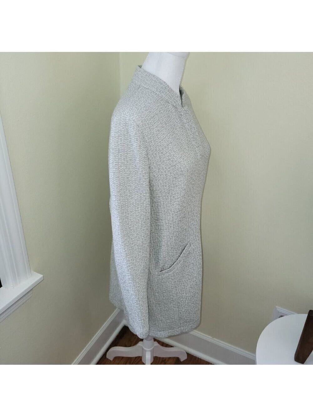 Eileen Fisher Textured Cotton Tencel Jacket Stretch Standup Collar Size S - Picture 9 of 14